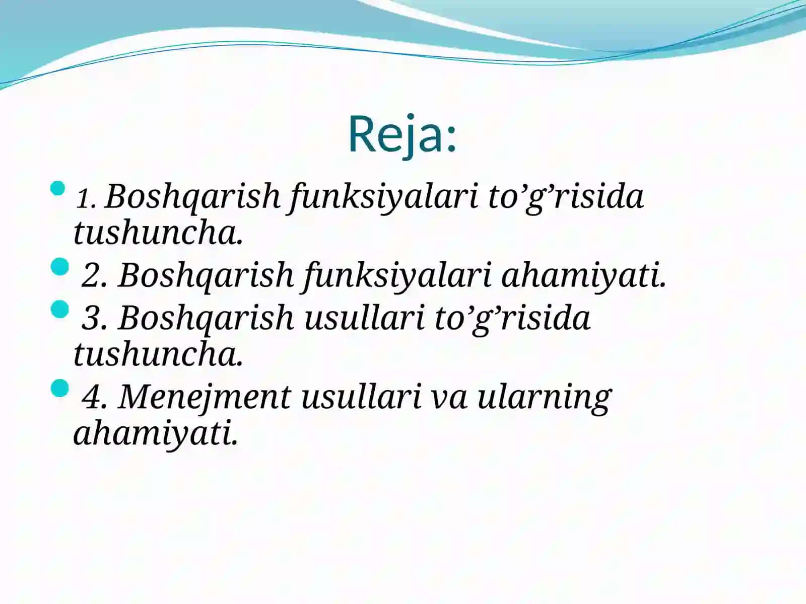 Biznes menejmentining funksiyalari va usullari 2