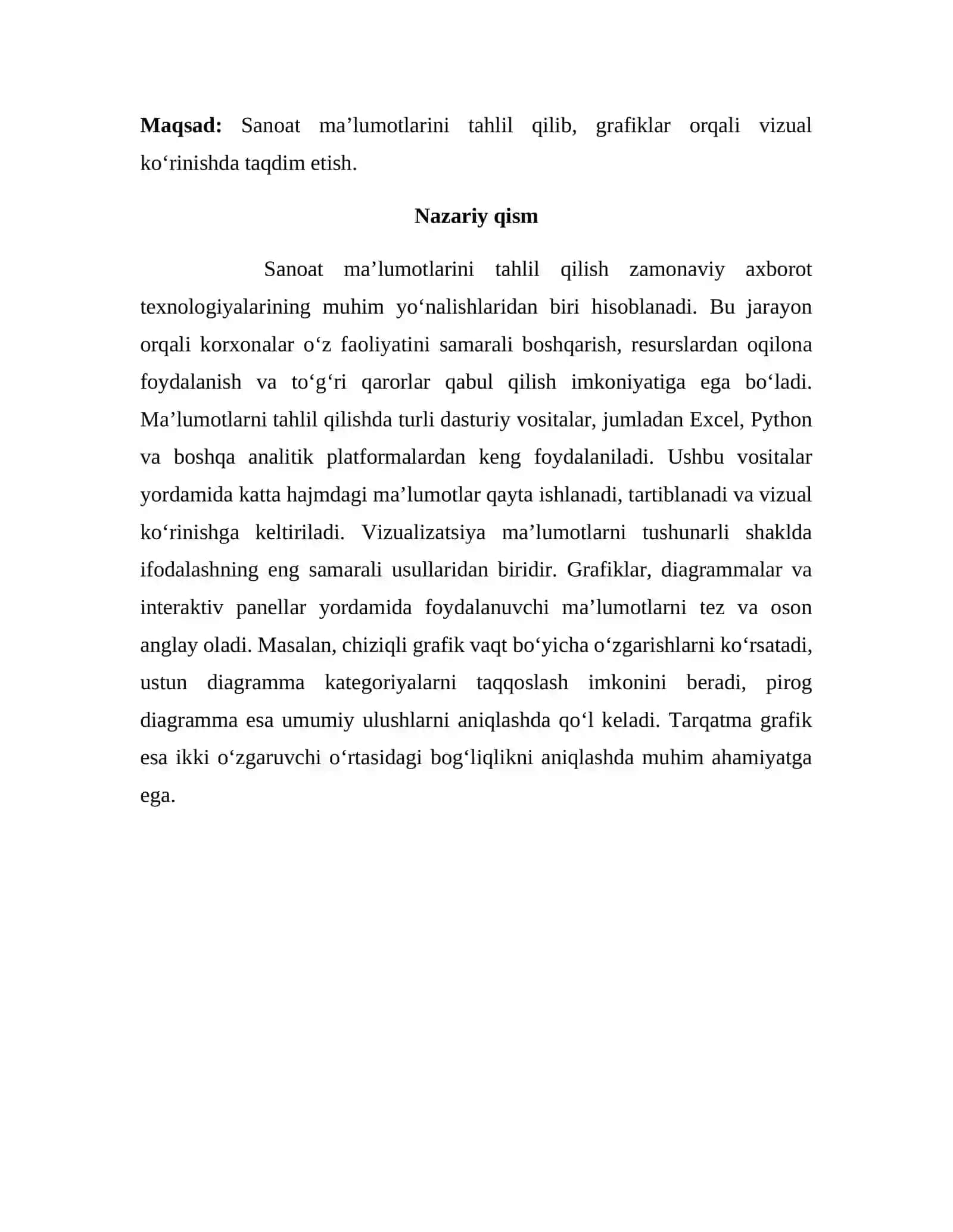 Axborot tizimlari ma’lumotlarini vizuallashtirish 2