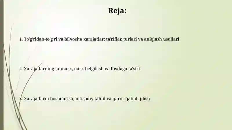 To'g'ridan-to'g'ri xarajatlarning iqtisodiy mazmuni 2