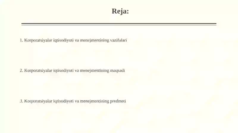 Korporatsiyalar iqtisodi va boshqaruvi 2