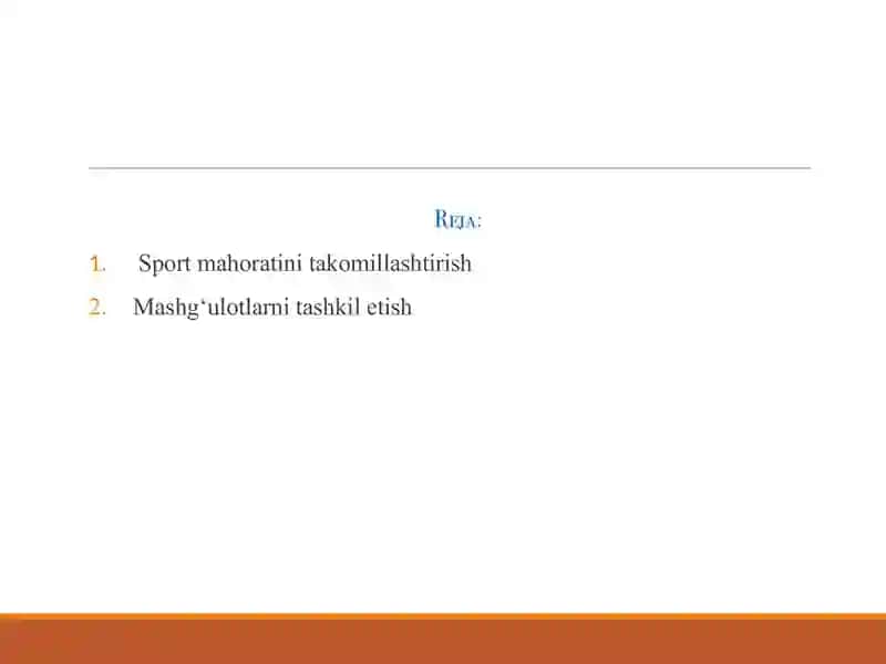 Sport mahoratini takomillashtirish bosqichida mashgʻulotlarni oʻrni 2