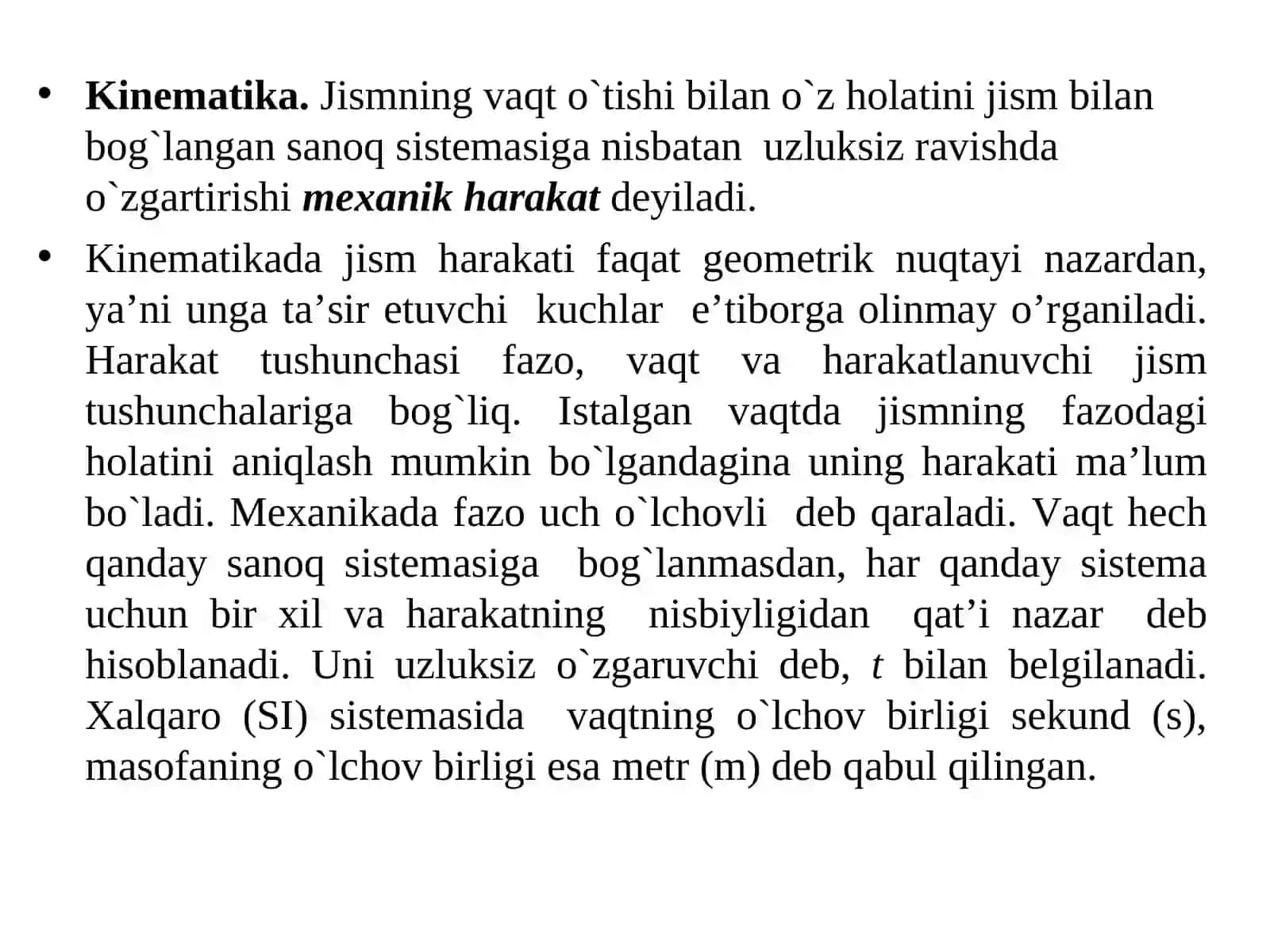 MODDIY NUQTA KINEMATIKASI, NUQTANING TEZLIGI VA TEZLANISHI 2
