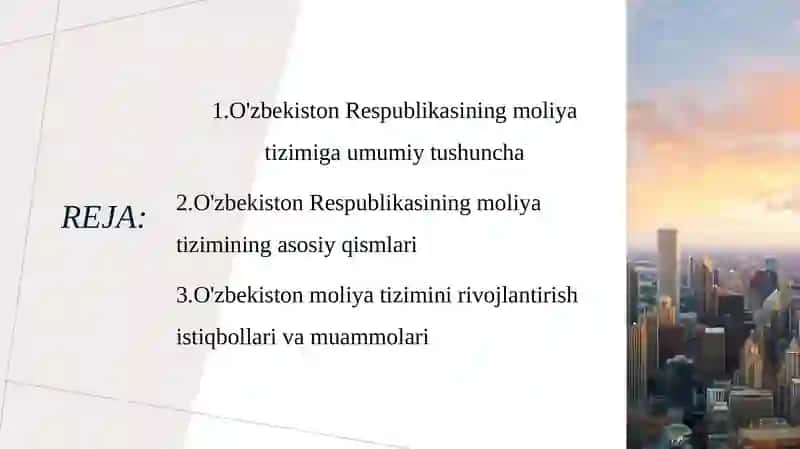 O’zbekiston Respublikasining Moliya Tizimi 2