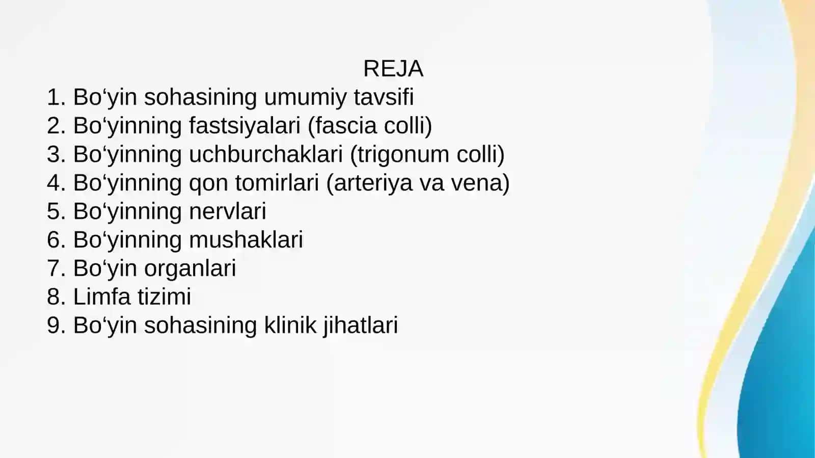 BOYIN AZOLARINING KLINIK ANATOMIYASI 2