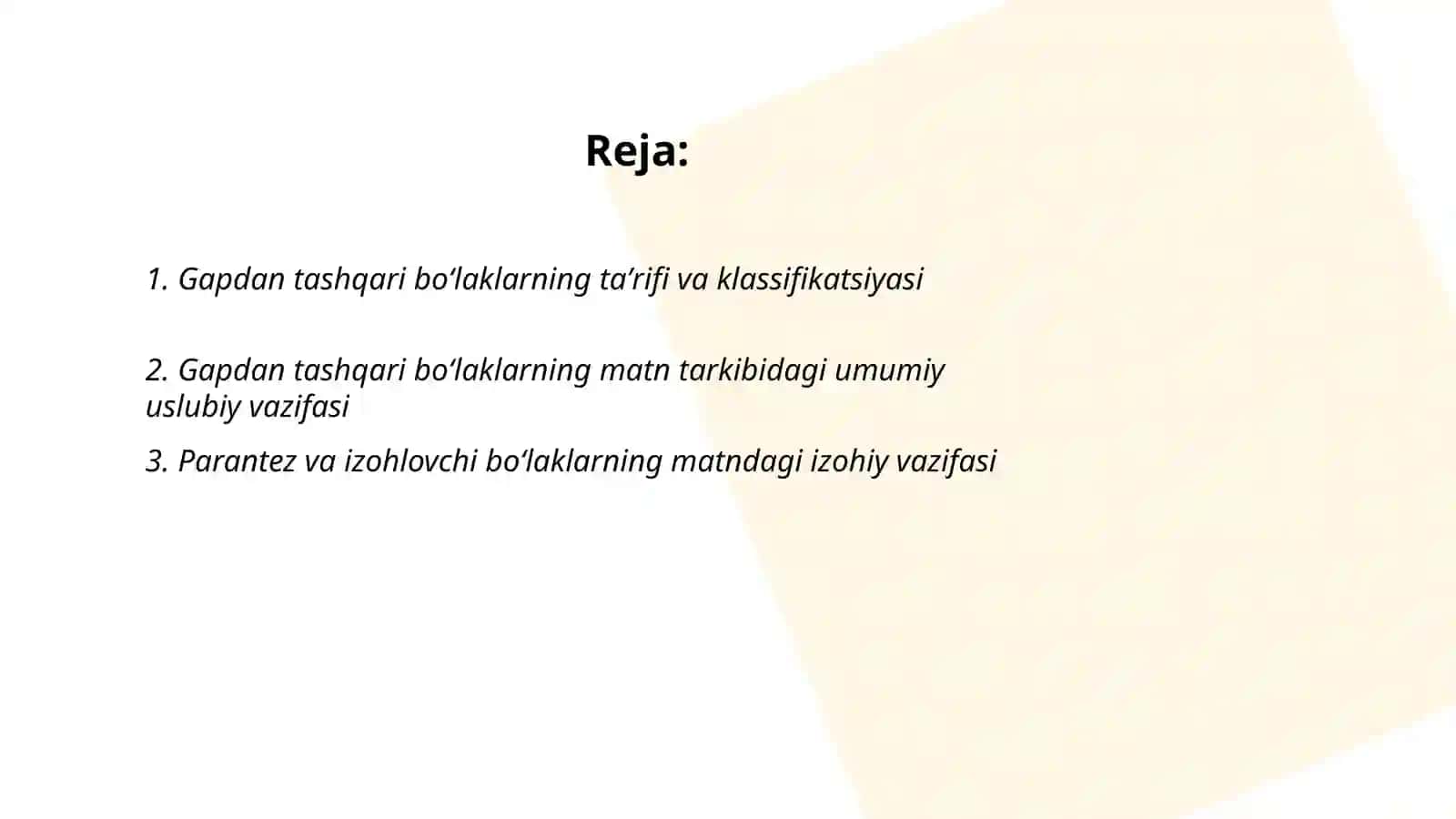Gapdan tashqari bo‘laklarning matn tarkibidagi uslubiy vazifasi 2