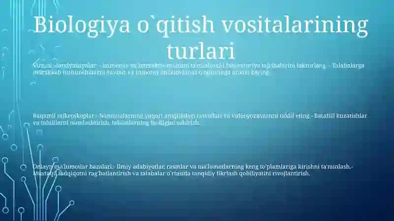 Biologiya OʻQitish Vositalarining Turlari Va Ularning OʻZaro BogʻLiqligi 2