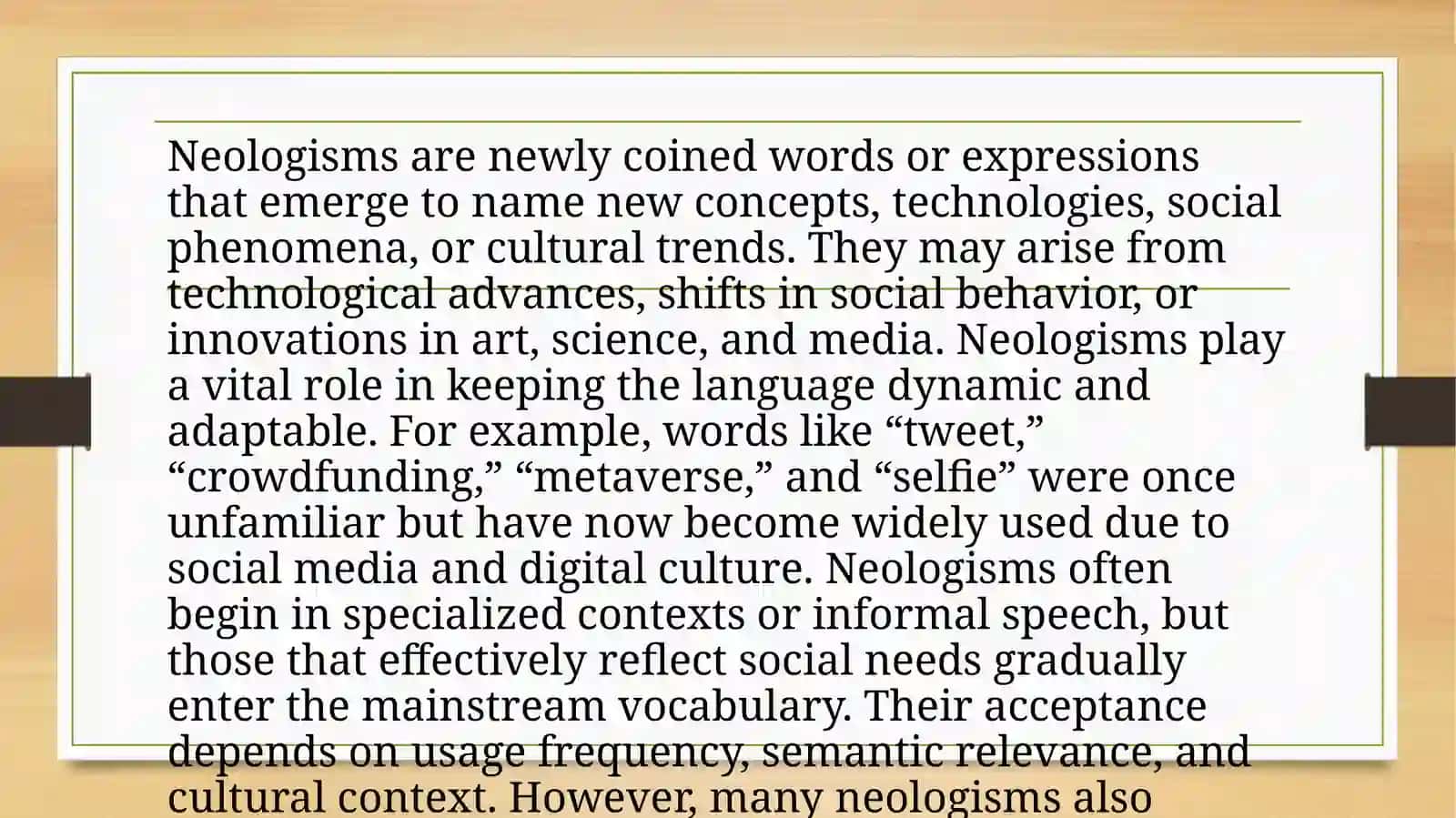 Neologisms. Special Colloquial Vocabulary. Slang. Jargonisms. Professionalisms. Dialectal Words. Vulgar Words 2