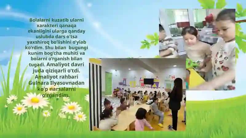 Maktabgacha ta'lim muassasasida o’tagan amilyot HISOBOTI 2