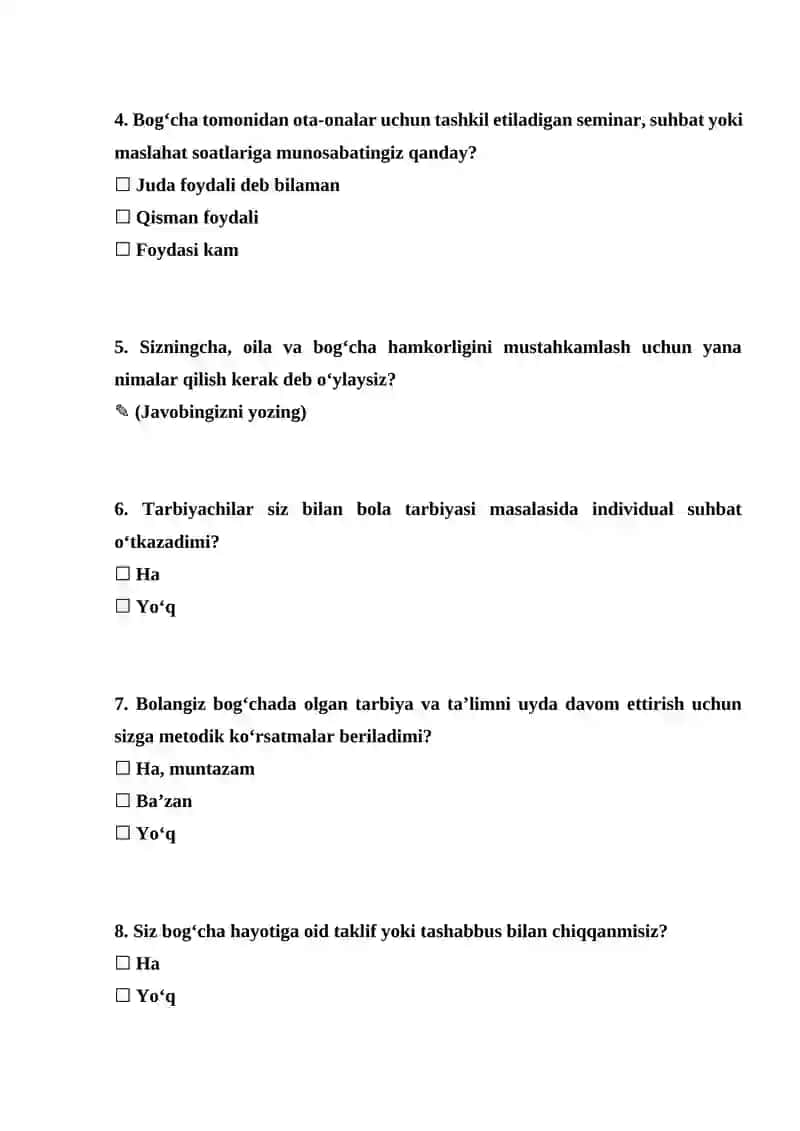 Oila va bog'cha hamkorligi 2