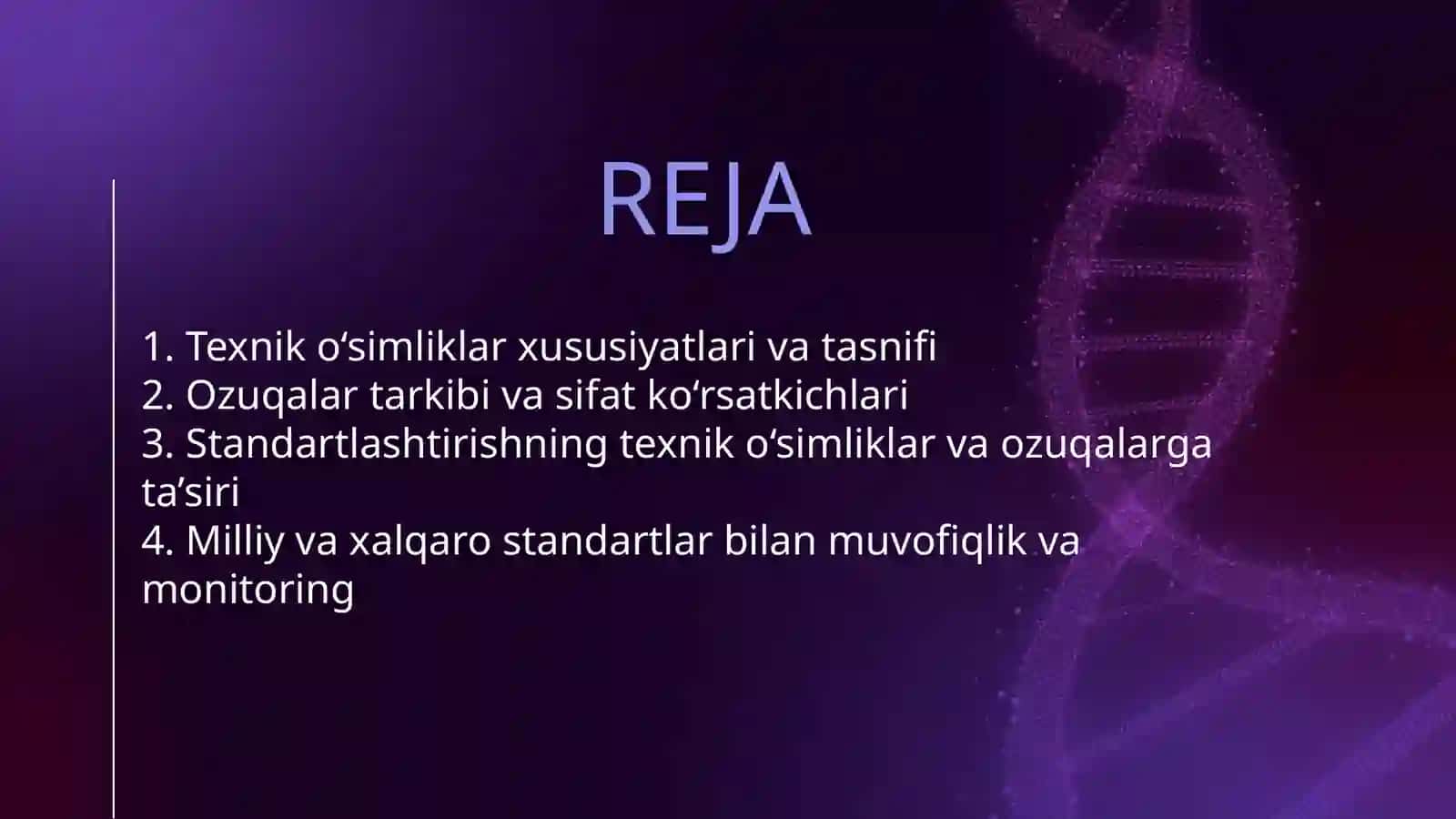 TEXNIK O‘SIMLIKLAR VA OZUQALARNI STANDARTLASHTIRISH 2
