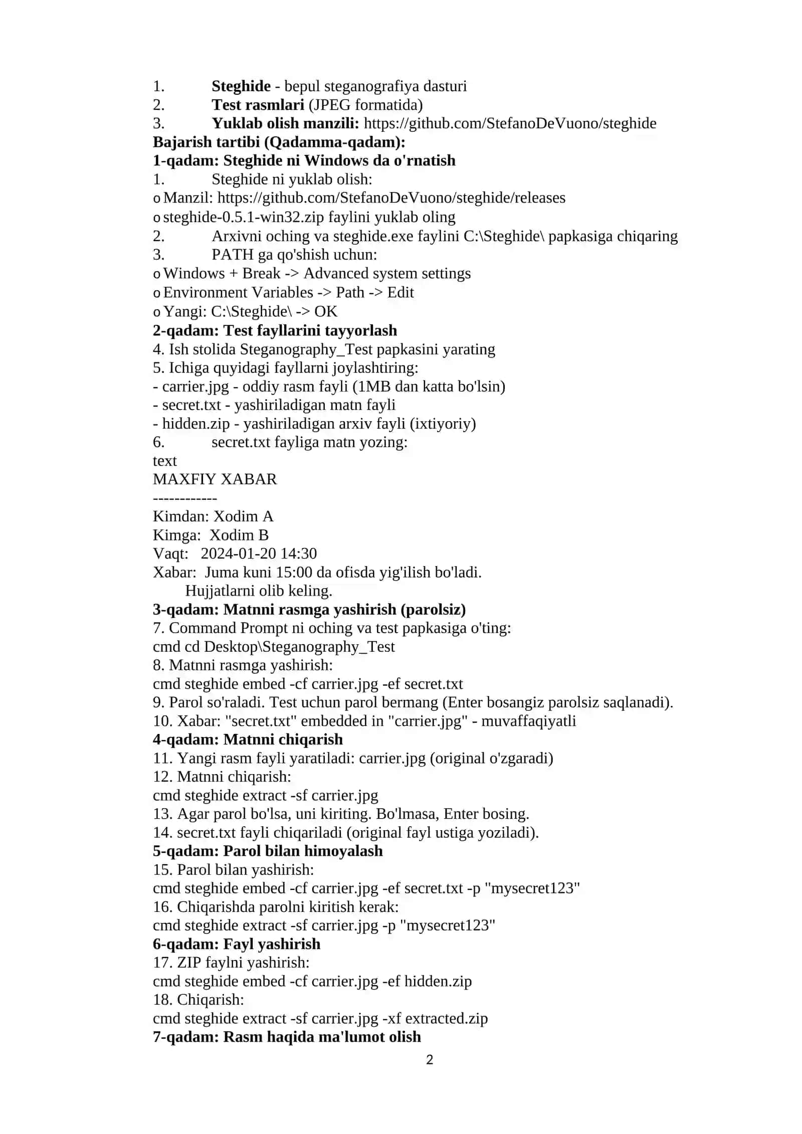 KOMPYUTER KRIMINALISTIKASIDA STEGANOGRAFIYANING TATBIQI 2