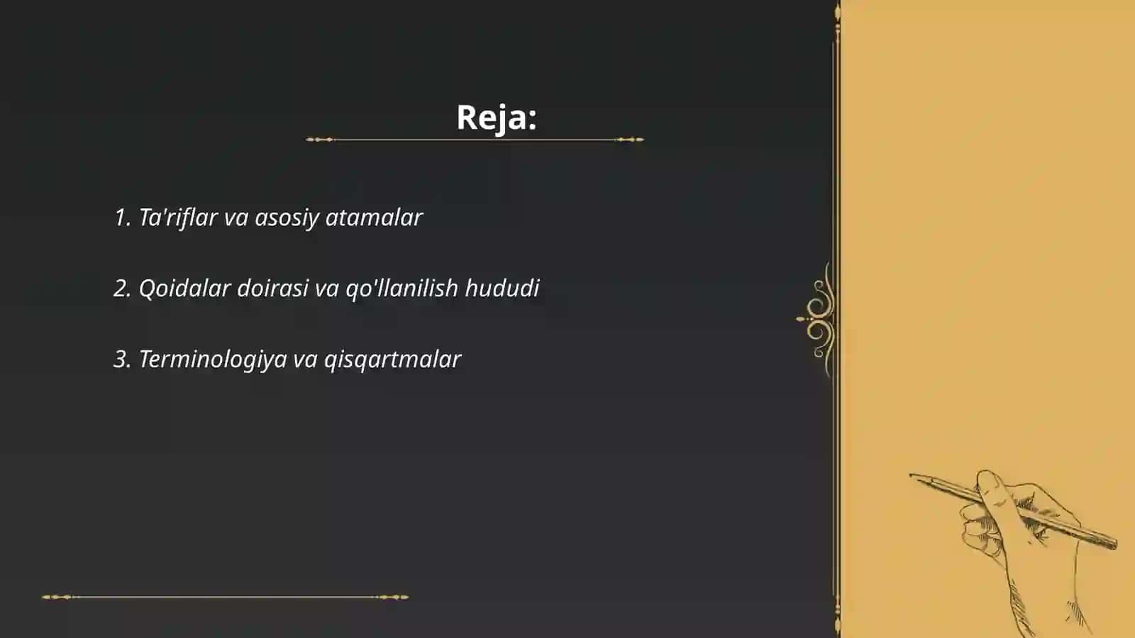 UMUMIY QOIDALAR.QOIDALARDA QO'LLANILGAN ASOSIY TUSHUNCHA VA ATAMALAR 2