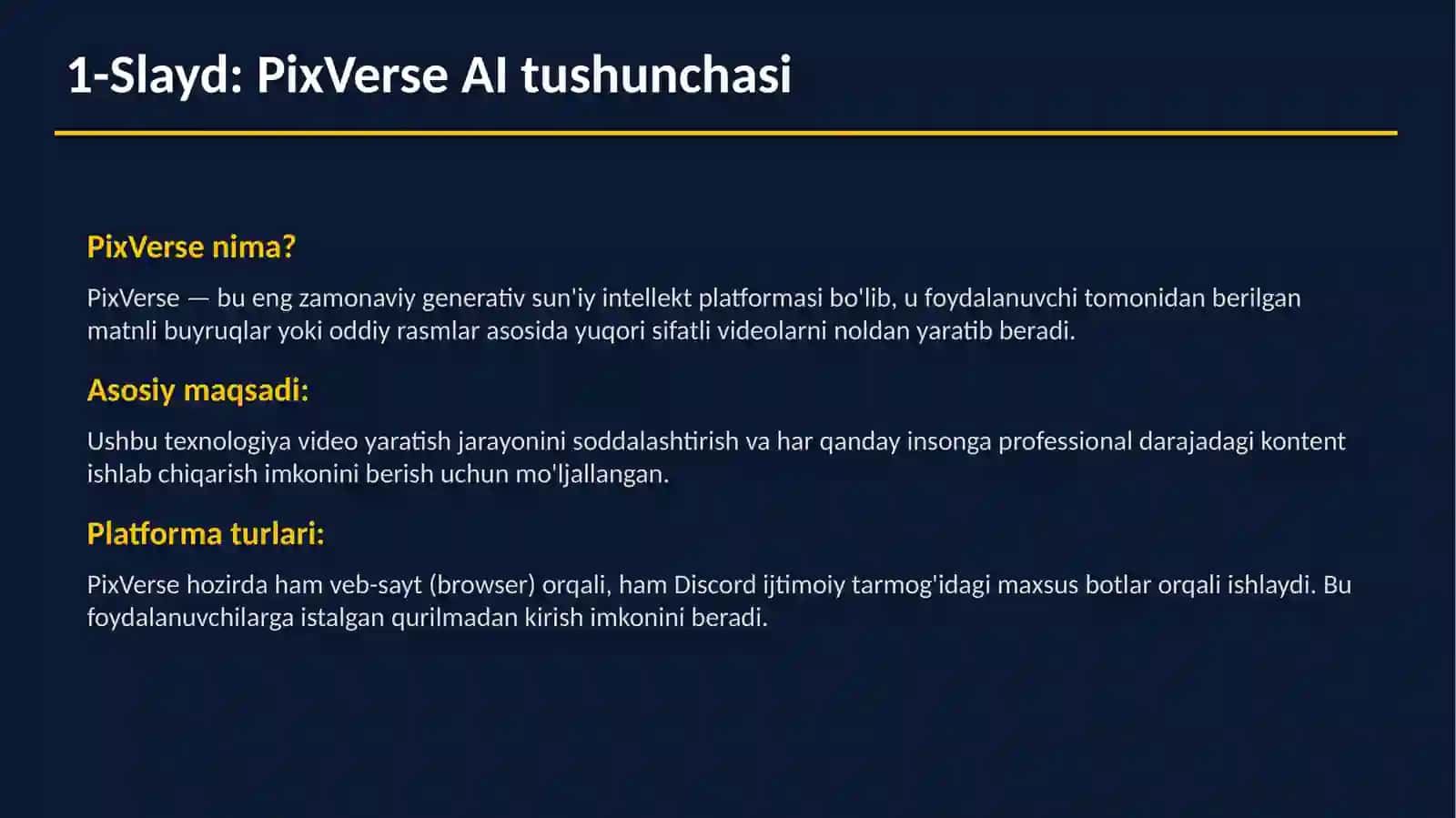 PixVerse AI tushunchasi 2