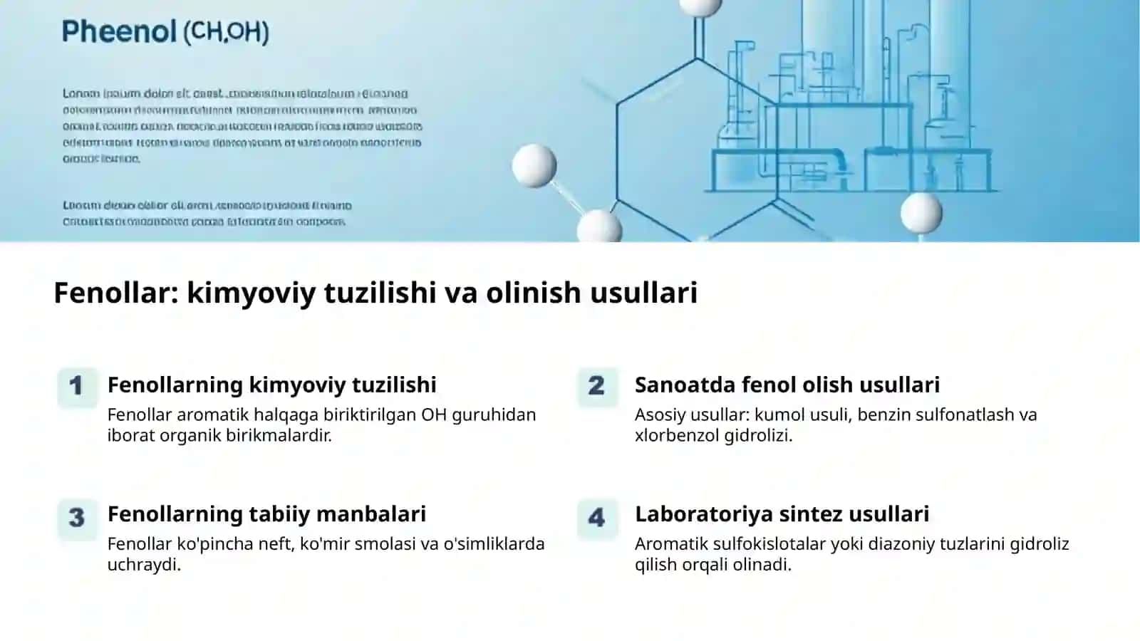 Fenollar va aromatik spirtlar: Olinishi va xossalari 2