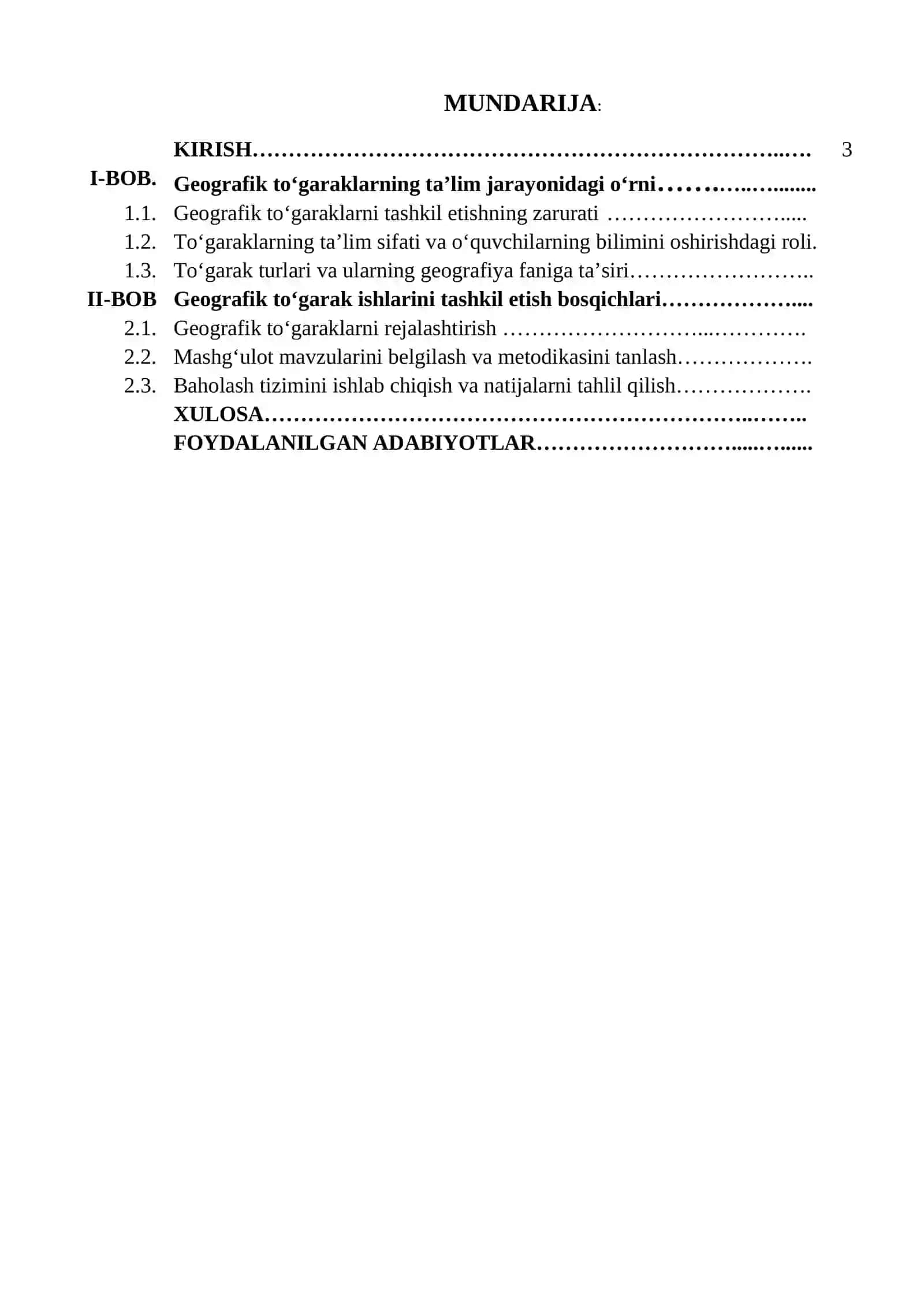 Geografiya va Tabiiy fan o'qitish metodikasi 2