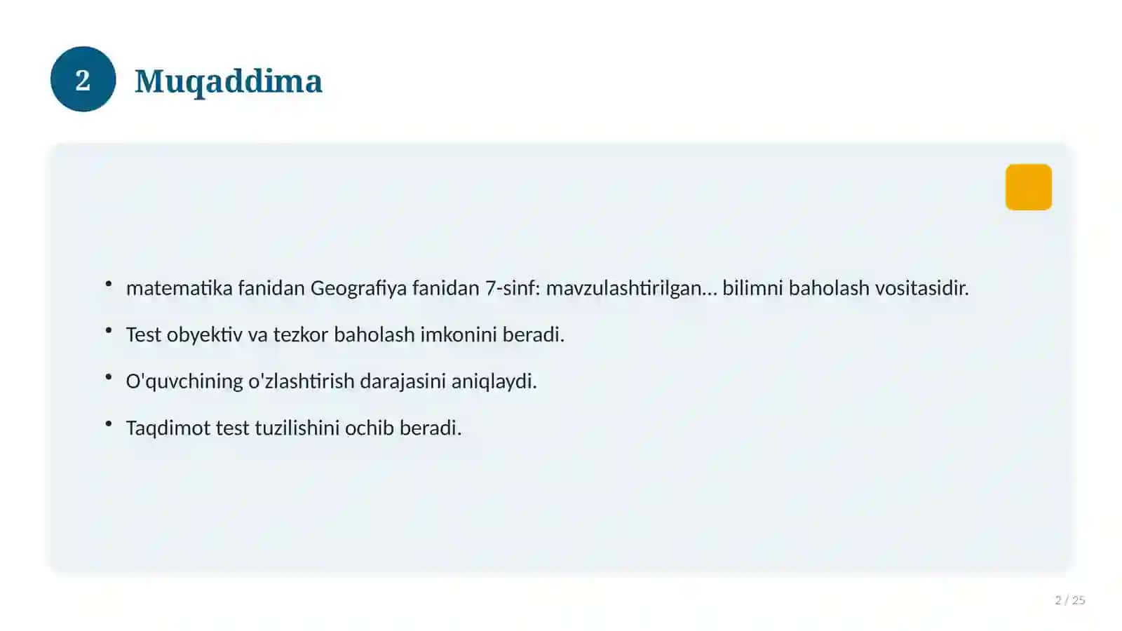 Geografiya fanidan 7-sinf: mavzulashtirilgan nazorat ishi va tahlil 2