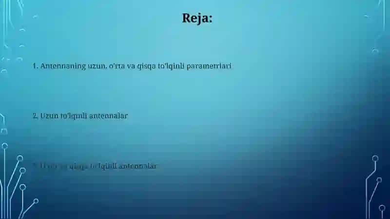 Qisqa to'lqinli antennalar Parametrlari 2