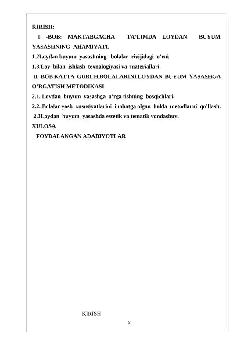 Katta guruhlarda bolalarni loy ishiga o’rgatish 2