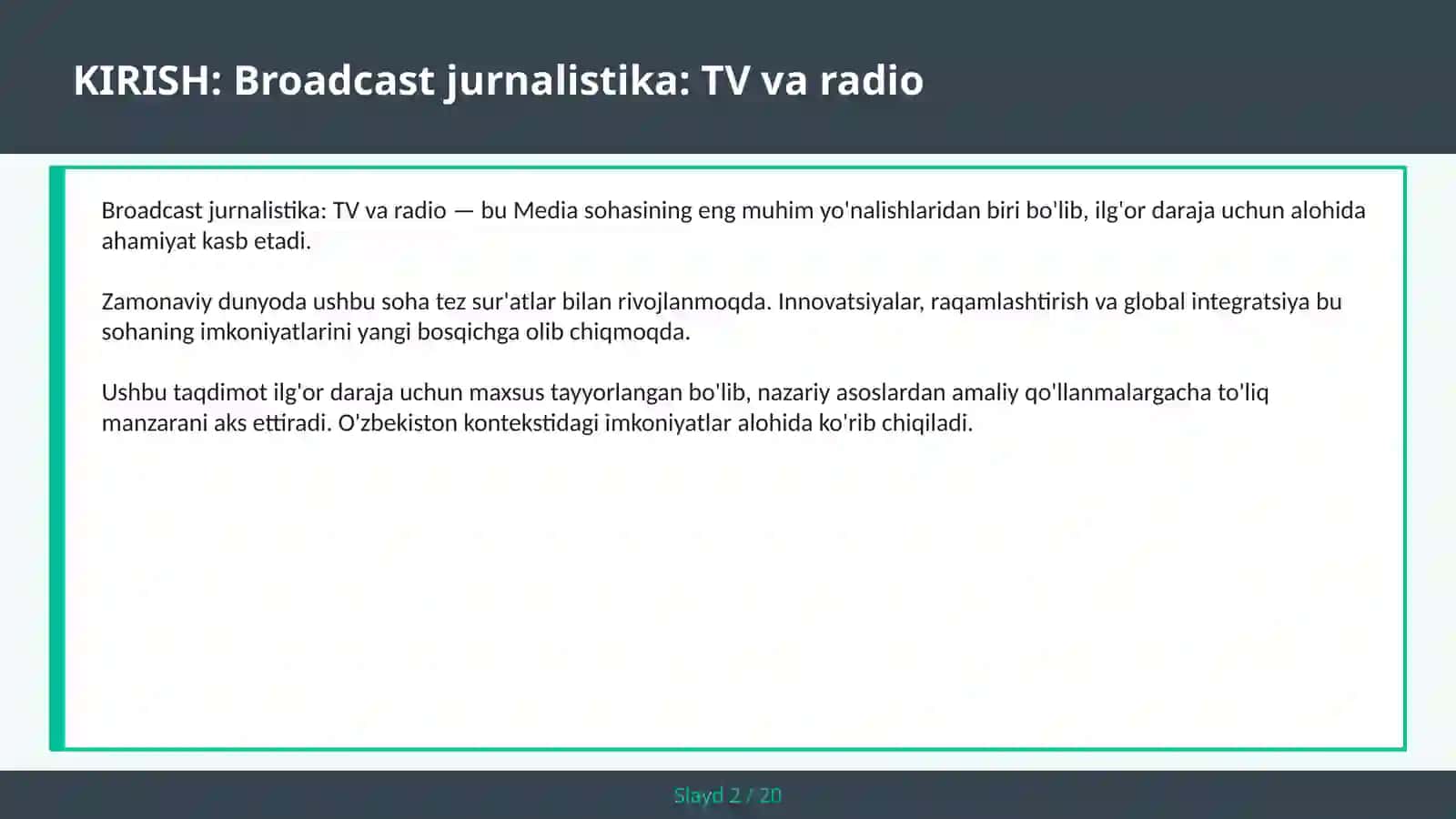 BROADCAST JURNALISTIKA: TV VA RADIO 2