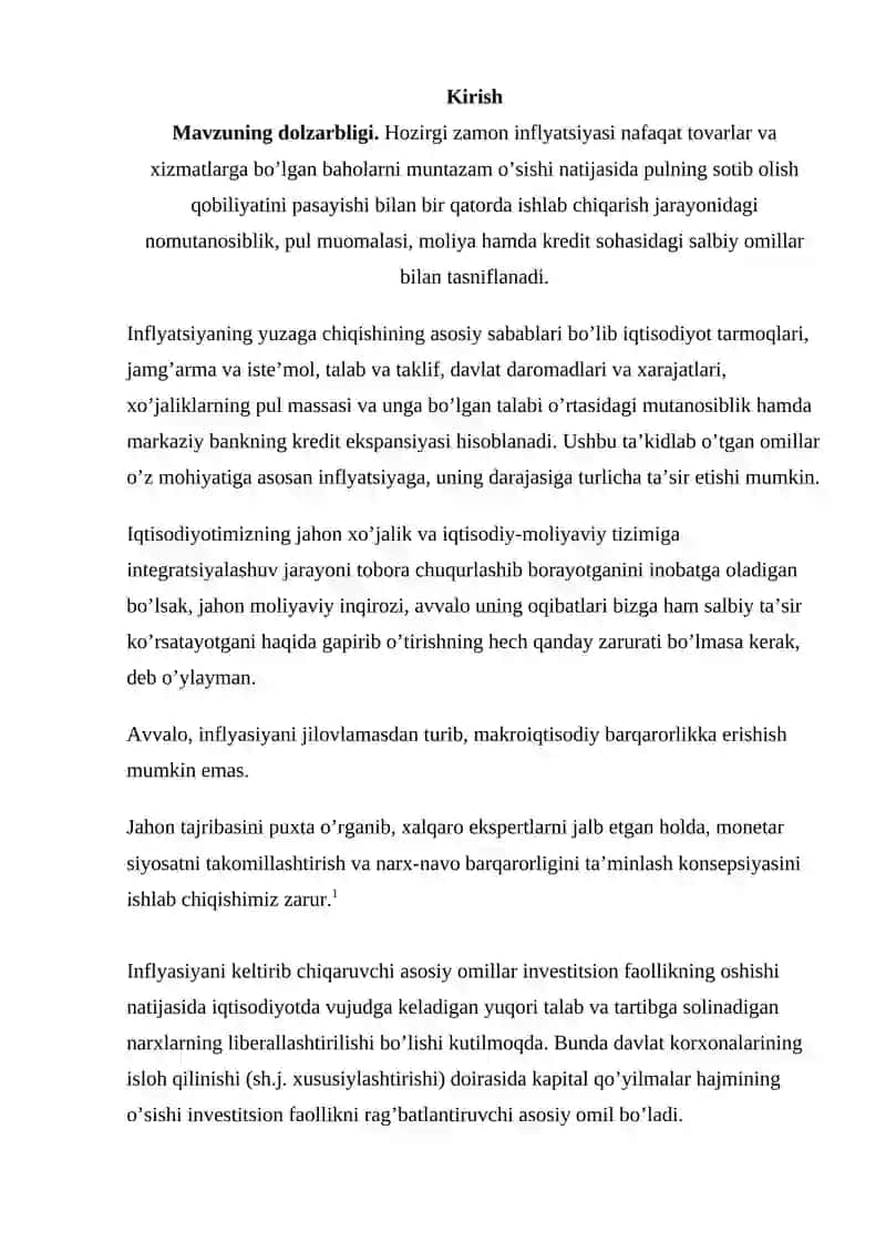 Inflyatsiya tushunchasi va uning iqtisodiy mazmun mohiyati 2