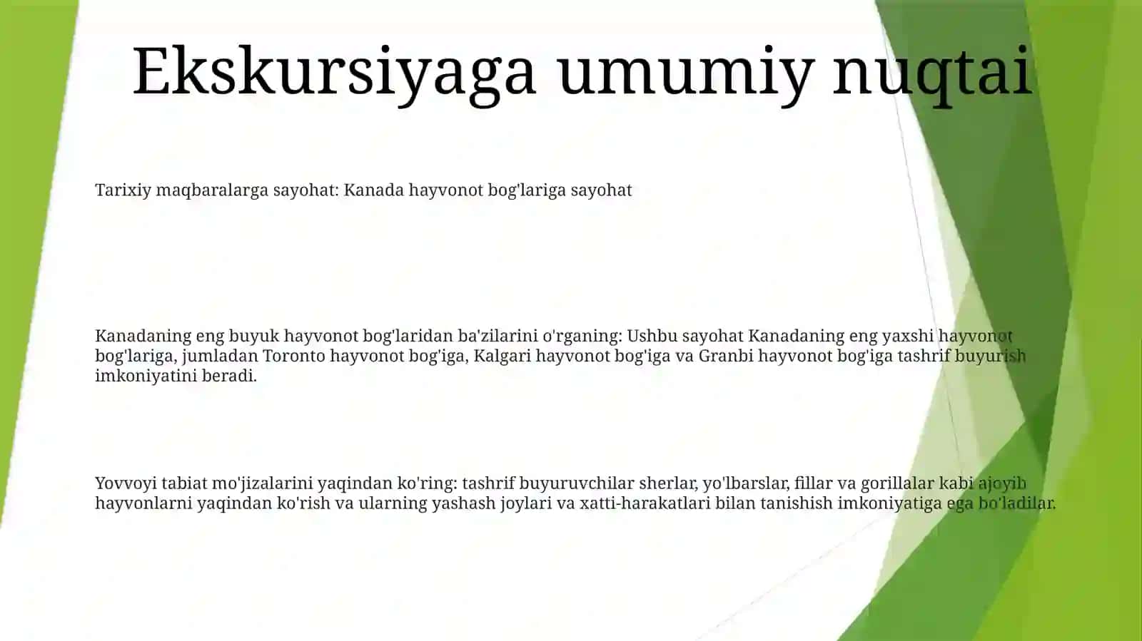 Kanada Hayvonot Bog'Lariga Ekskursiya 2