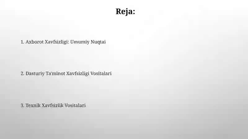 Axborotlar himoyasi. Himoyalashning texnik va dasturiy vositalari 2