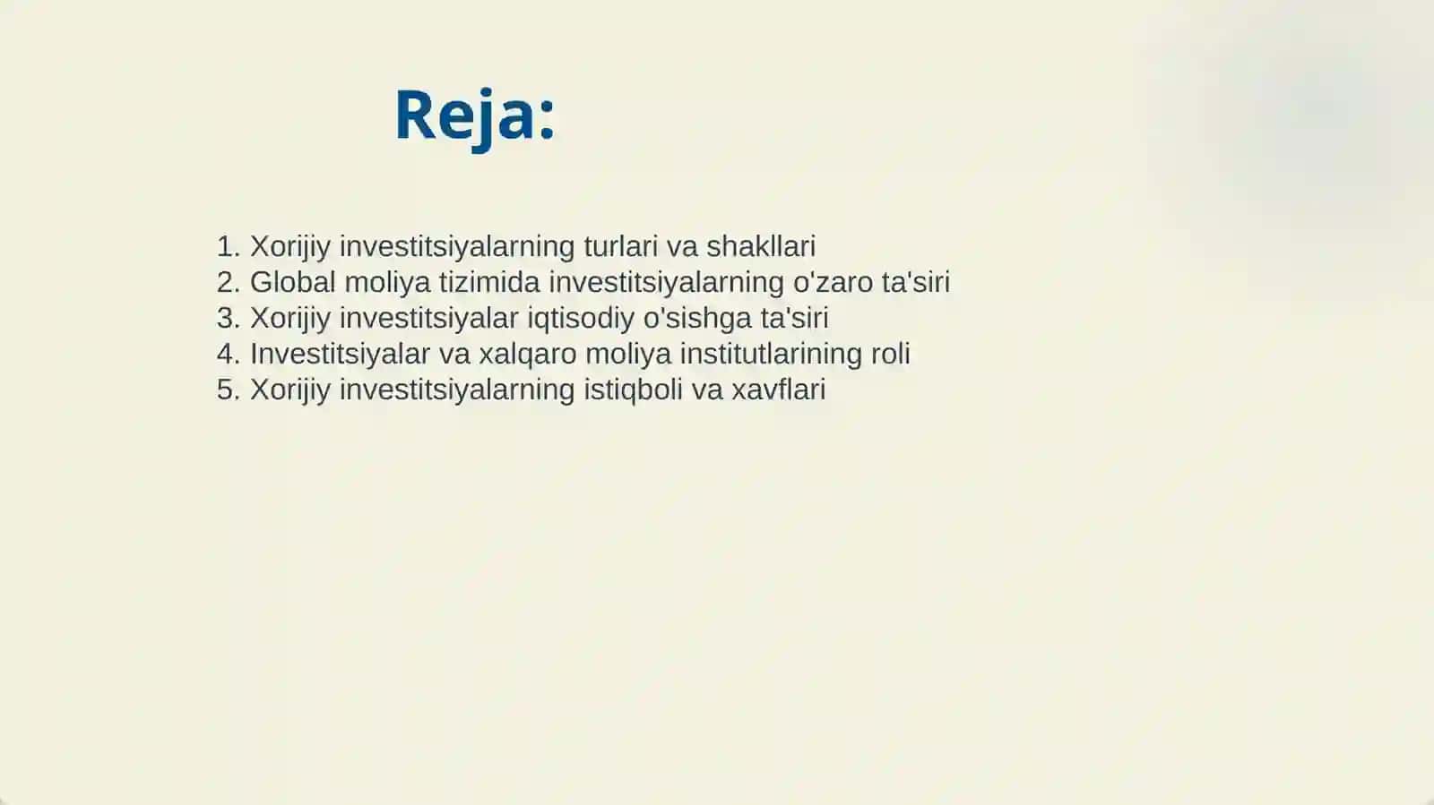 XORIJIY INVESTITSIYALAR VA ULARNING GLOBAL MOLIYA TIZIMIDAGI ROLI 2