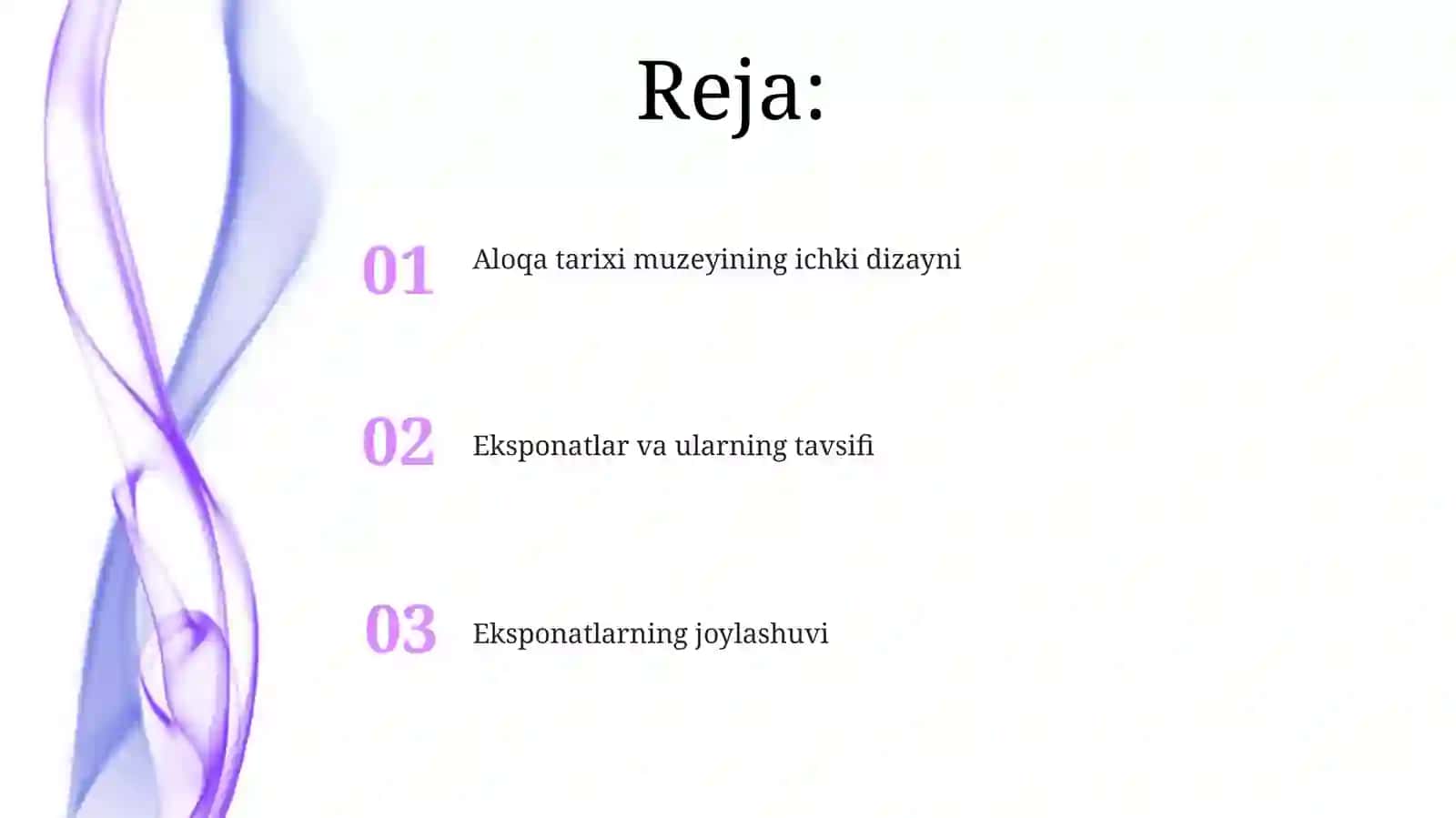 Aloqa tarixi muzeyi inter yer loyihasi bn eksponatlar haqida ma'lumot va ularning joylashuvi 2