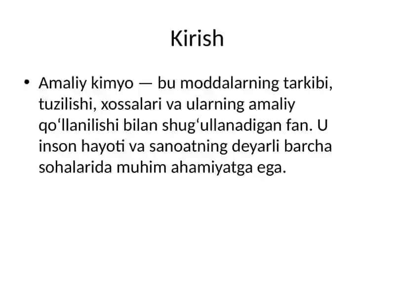 Amaliy kimyo fanining vujudga kelishi va rivoji 2