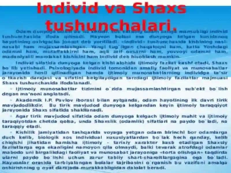 Shaxs,individva,individuallik 2