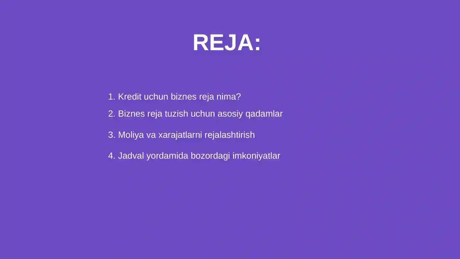 Grafikli jadval bilan kredit olish biznes rejasini tuzish 2
