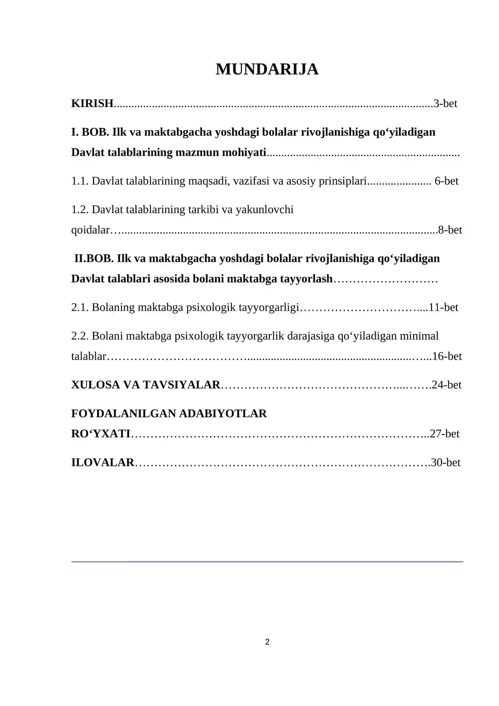 O‘zbekiston Respublikasi Ilk va maktabgacha yoshdagi bolalar rivojlanishiga qo‘yiladigan Davlat talablari 2