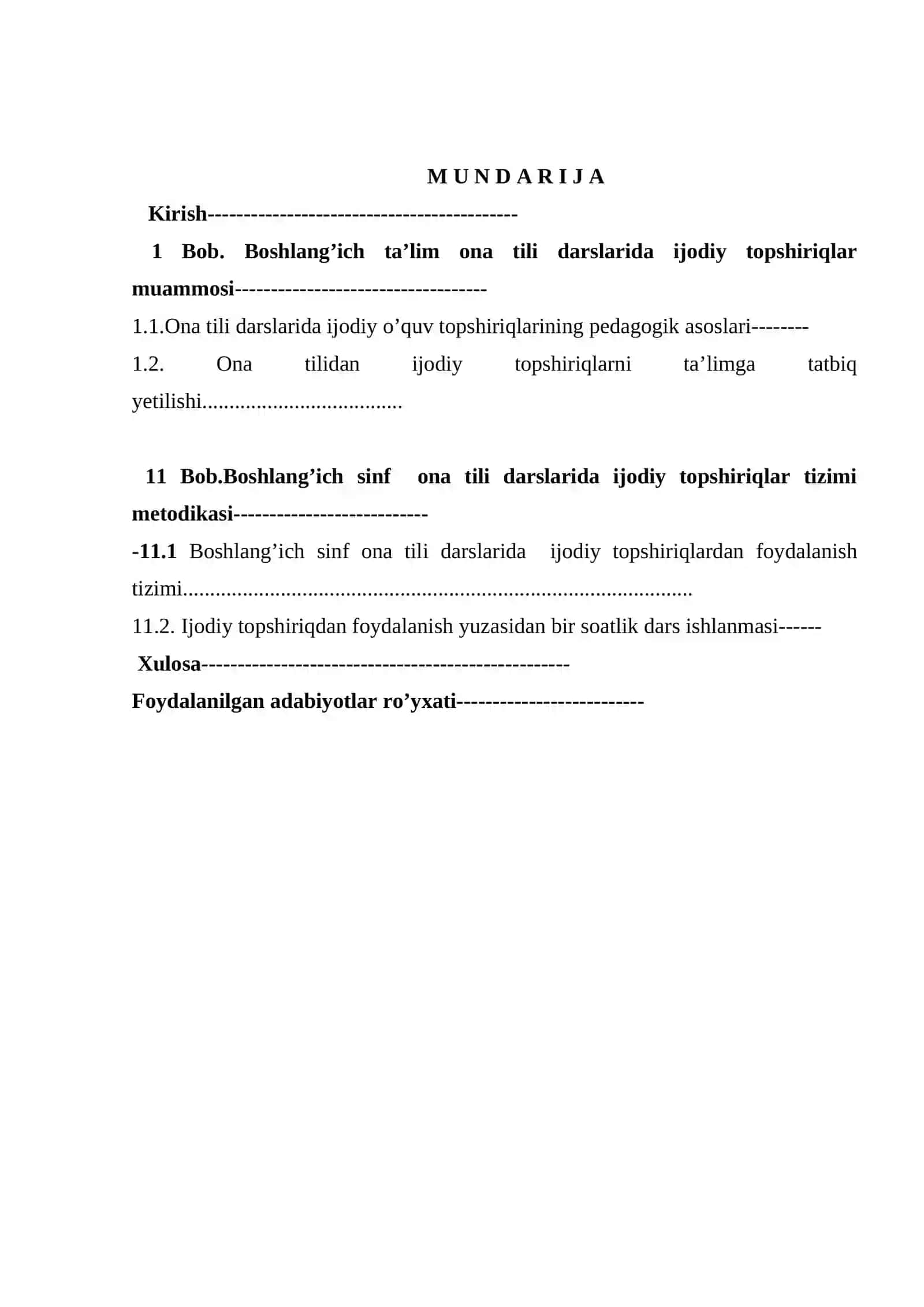 BOSHLANG’ICH SINF ONA TILI DARSLARIDA IJODIY TOPSHIRIQLARDAN FOYDALANISH METODIKASI 2