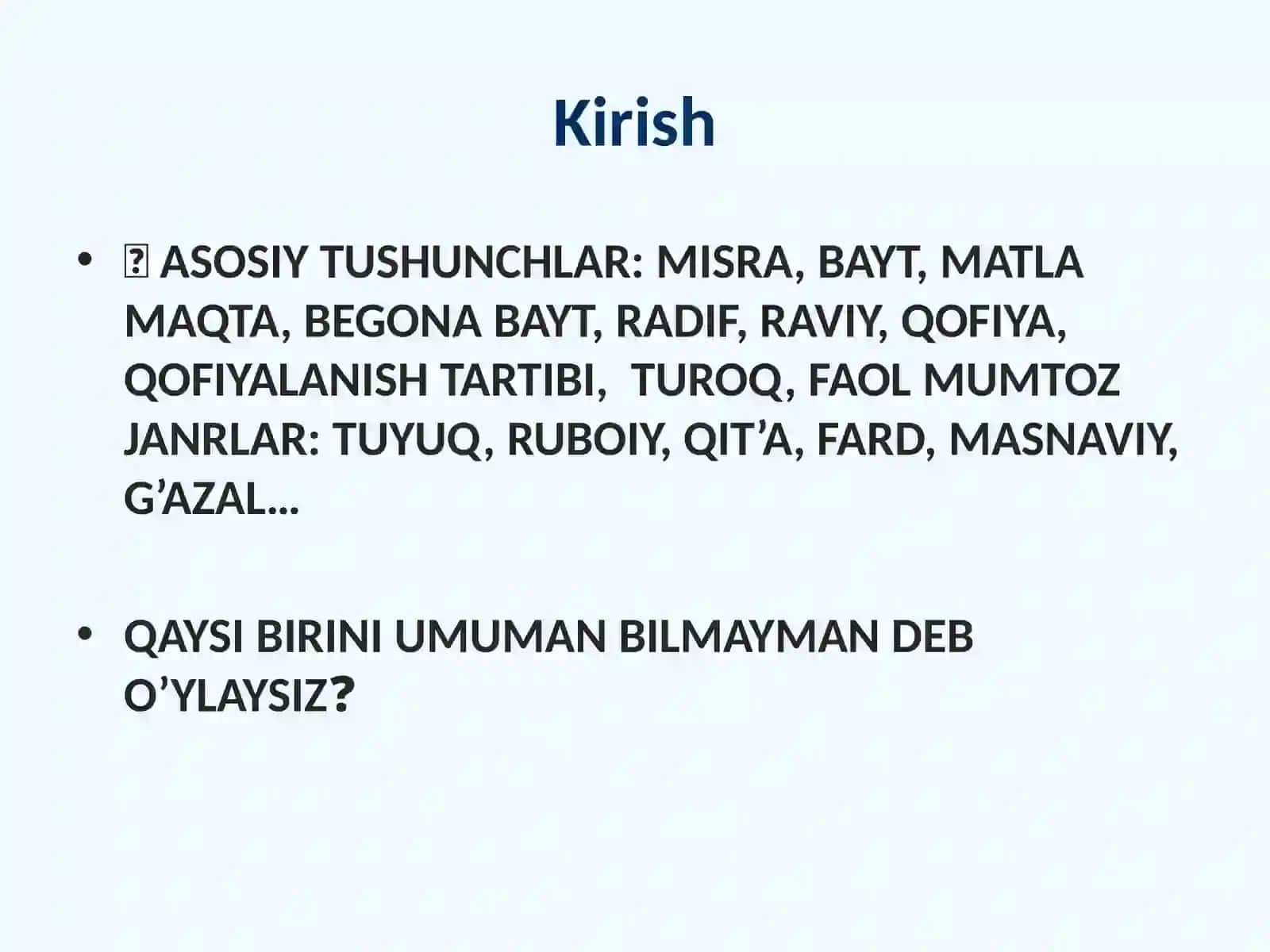 Dars rejasi: G‘azal tahlili va aruz ilmiga bag‘ishlangan 3 kunlik bepul vebinar 2