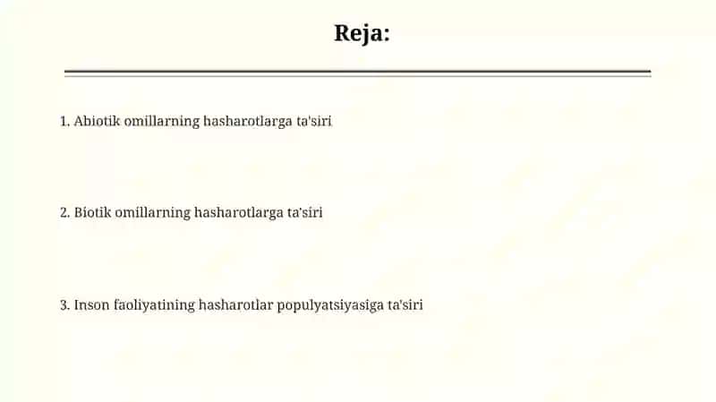 Hasharotlarga abiotik va biotik omillarning ta'siri 2