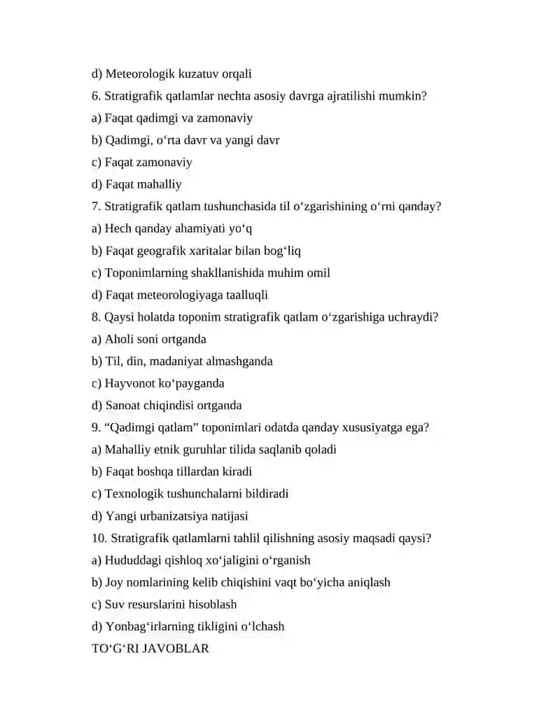 “Geotoponimikada stratigrafik qatlam tushunchasi” 2