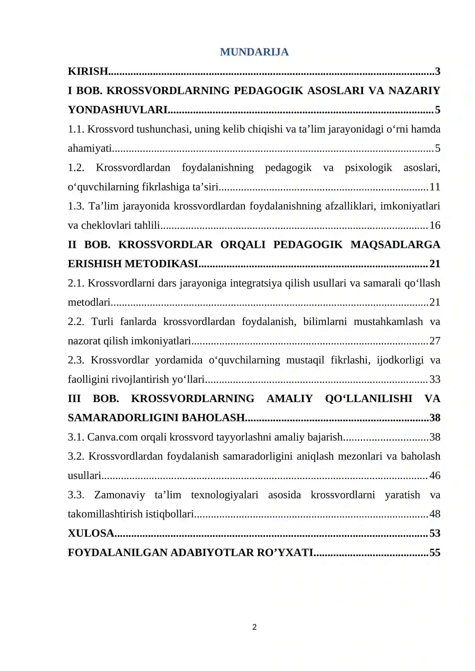 Krossvordlar orqali pedagogik maqsadlarni erishish usullari 2