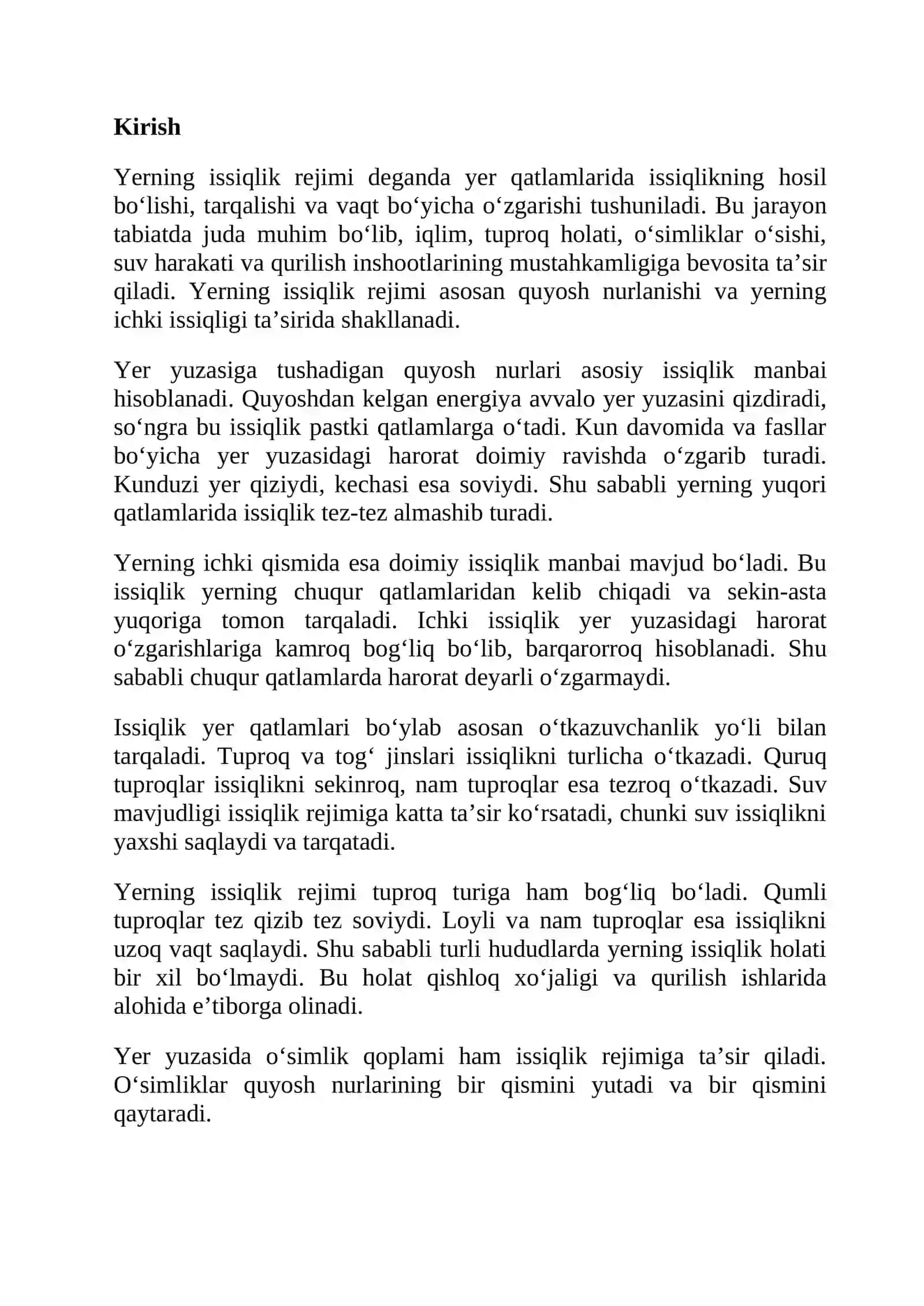 Yerning issiqlik rejimi 2