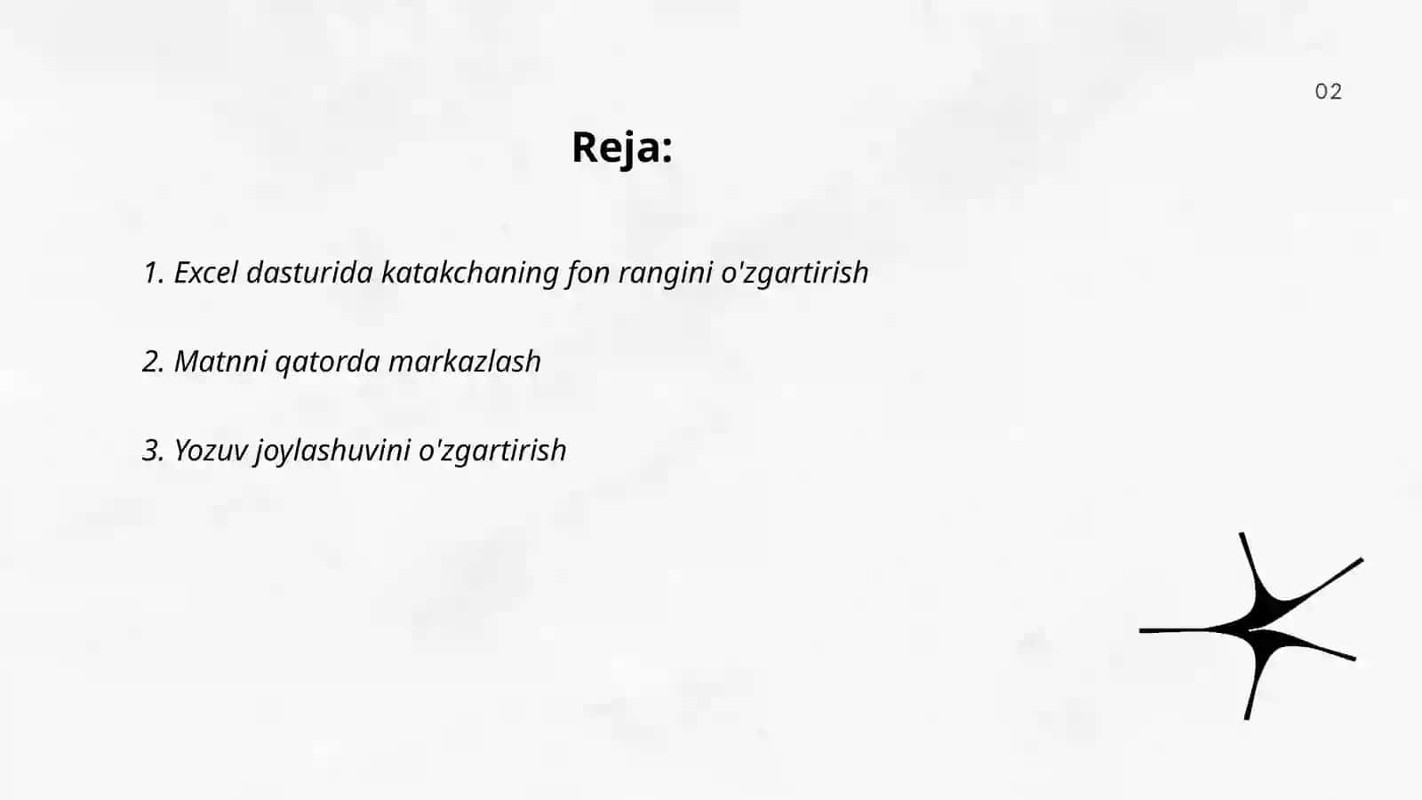 Excel dasturida katakchaning fon rangini o'zgartirish 2