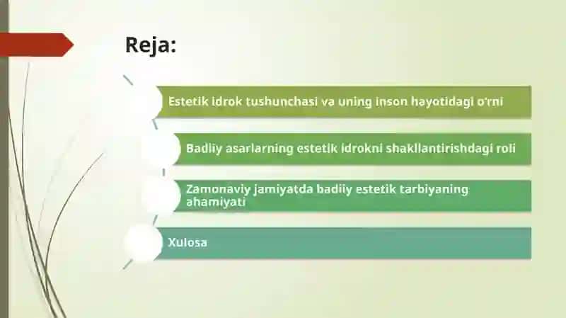 Dunyoni estetik idrok etishda badiiy asarlarning ahamiyati. Taqdimot 2
