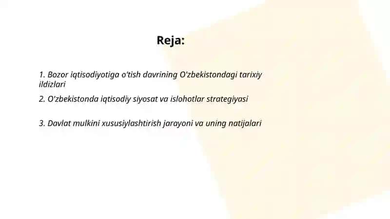 Bozor iqtisodiyotiga o'tish davri va uning O'zbekistondagi xususiyatlari 2