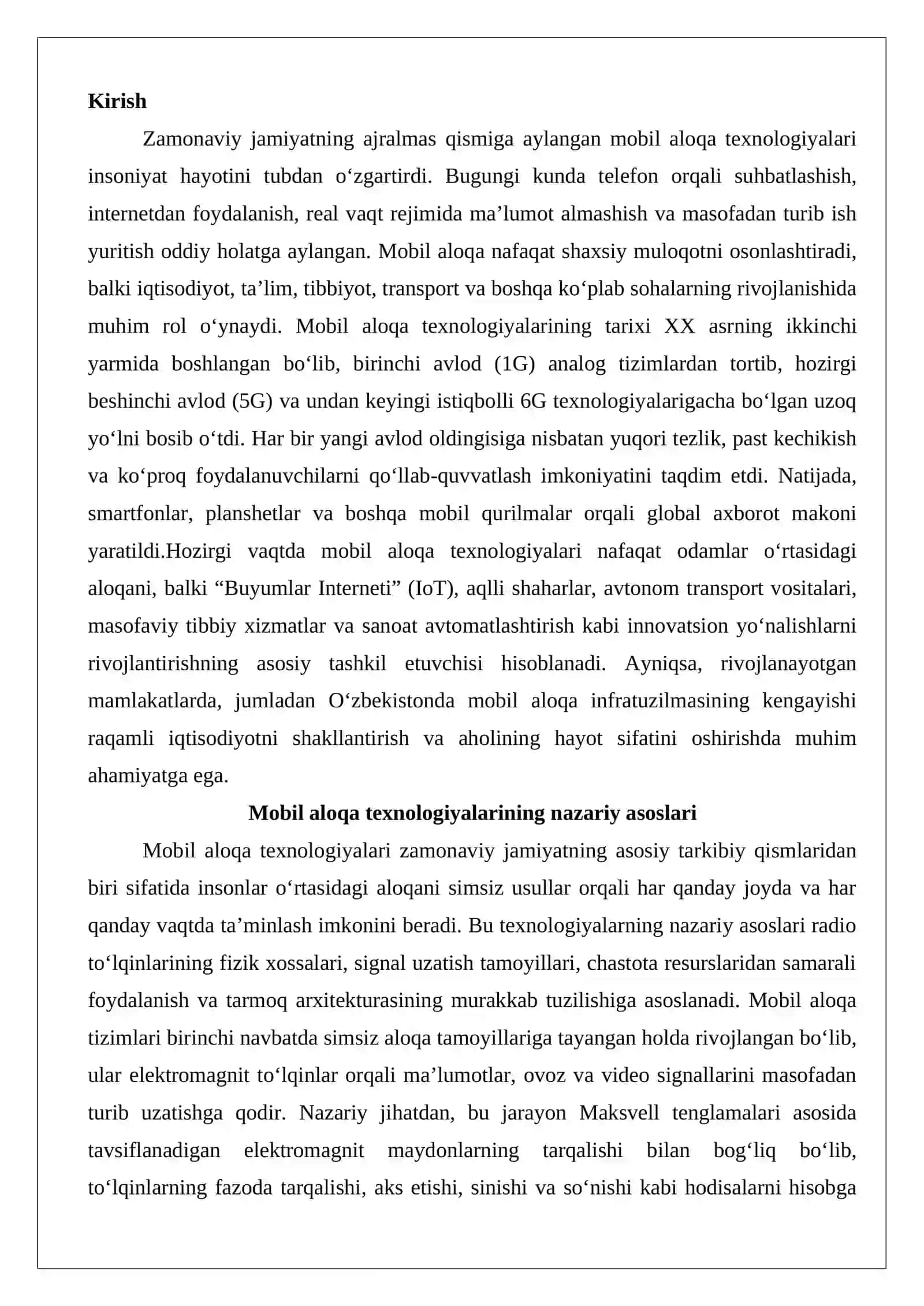 Mobil aloqa texnologiyalari 2