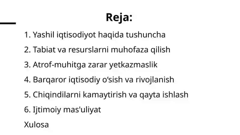 Yashil iqtisodiyotni yaratish va faoliyat yuritish asoslari 2
