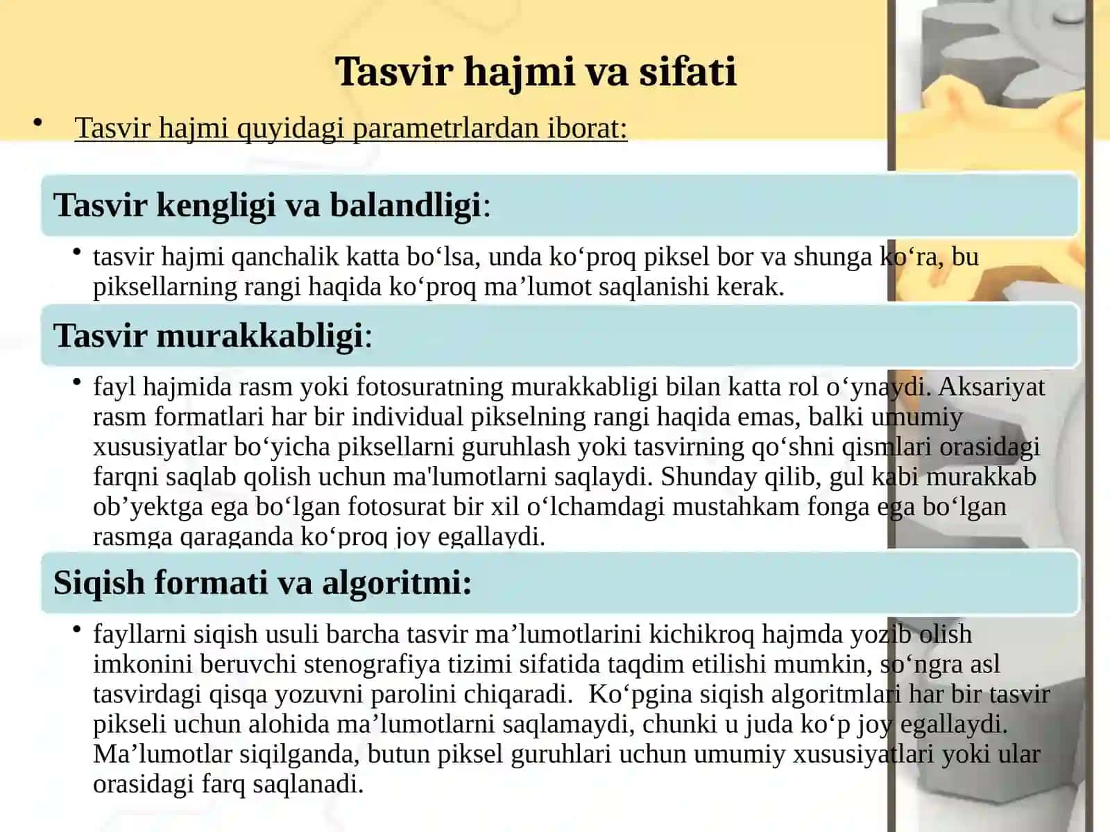 TASVIR SIFATINI OSHIRISH VA TIKLASH 2