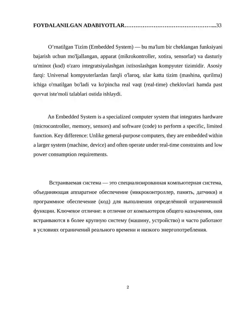 O'RNATILGAN TIZIMLARNING UMUMIY ASOSLARI 2