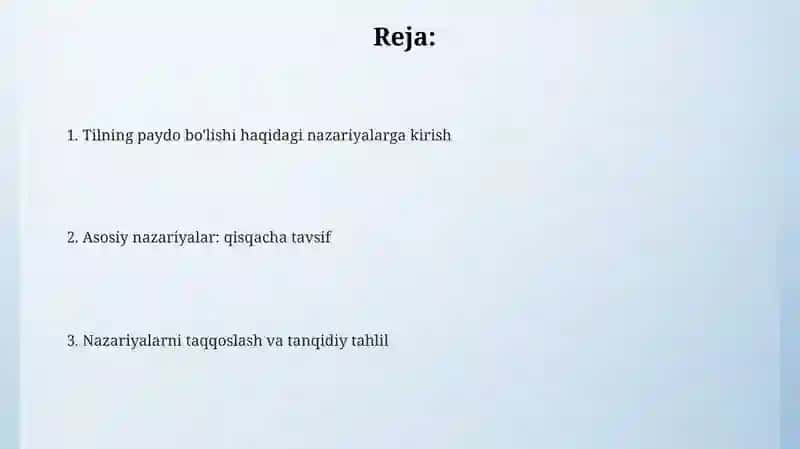 Tilning paydo bo'lishi to'g'risidagi asosiy nazariyalar 2