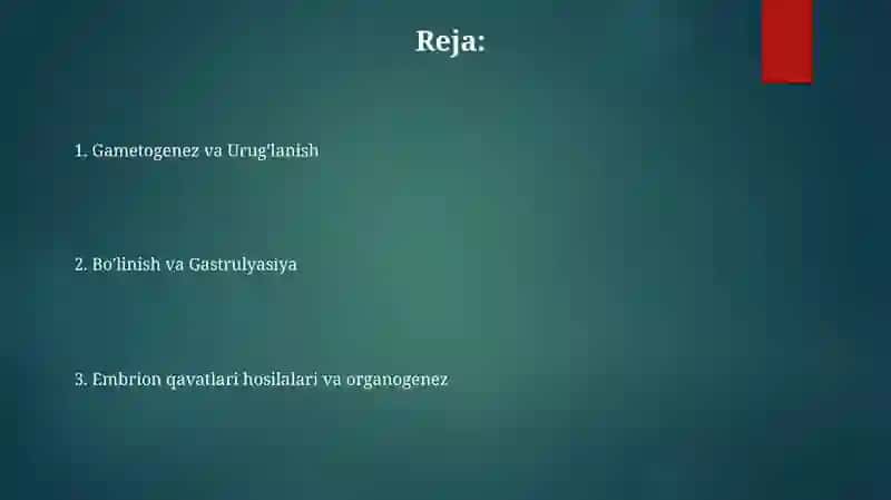 Odamlar embriologiyasi asoslari gistologiyasi uchun 2