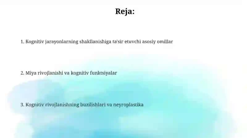 Kognitiv jarayonlarning shakllanishi 2