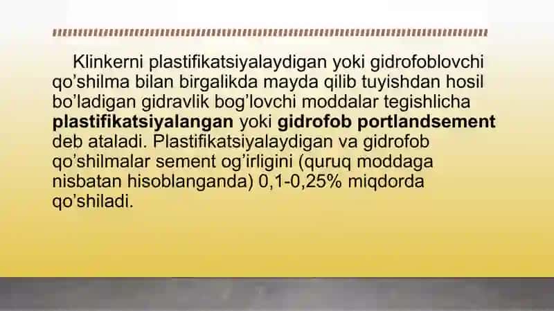 GIDROFOB PORTLANDSEMENT XOSSALARI 2