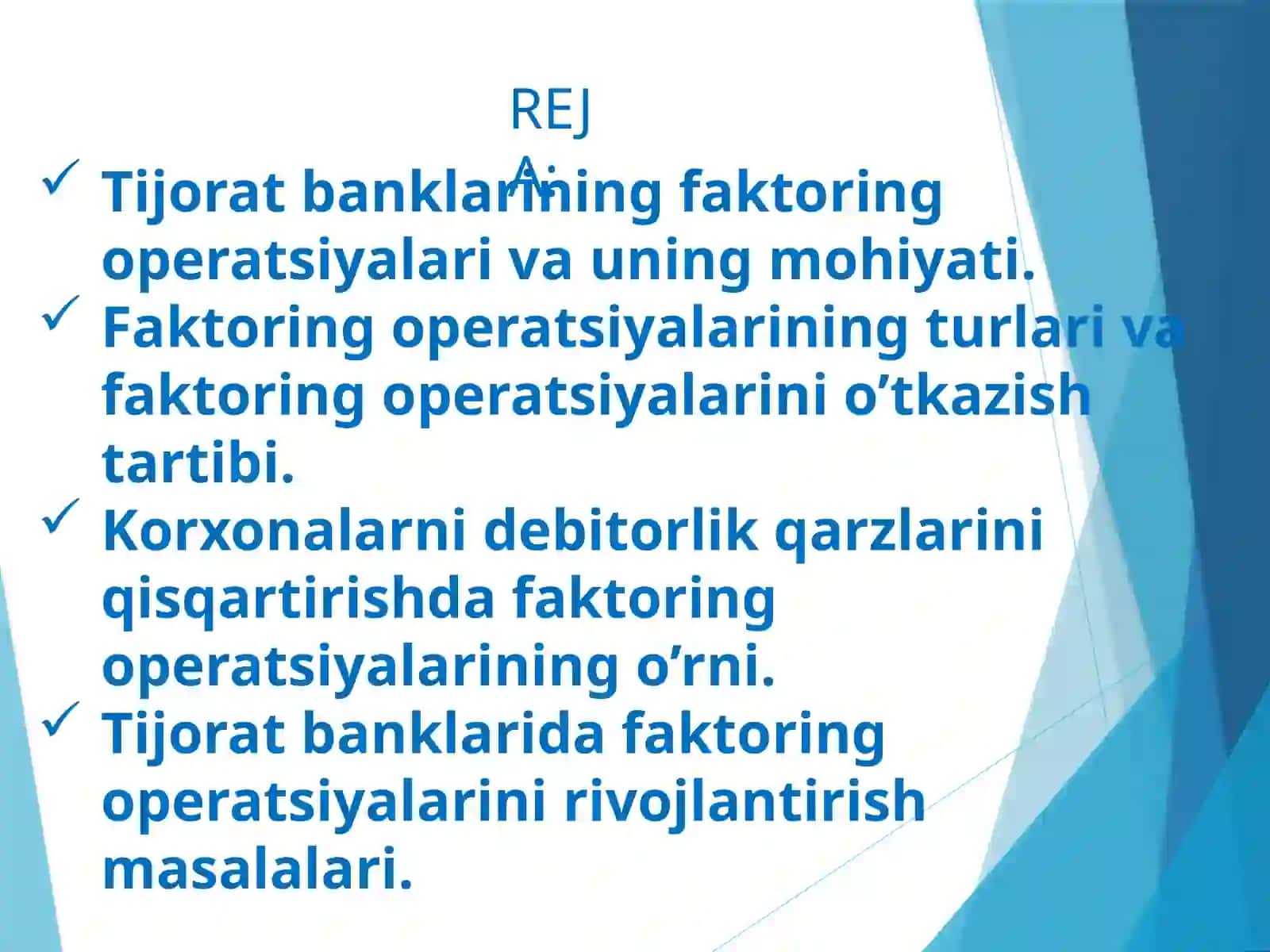 Tijorat Banklari Faktoring Operatsiyalari 2